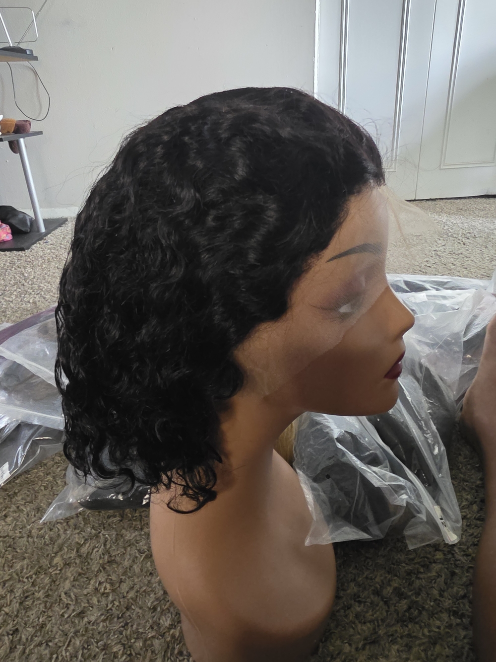 Black Short Curly Lace Front Wig - Unbranded
